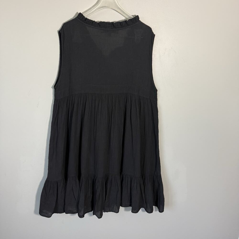 JP and Mattie Size L Lightweight Spry Dress Black Gauze Tiered Sleeveless - Picture 4 of 7